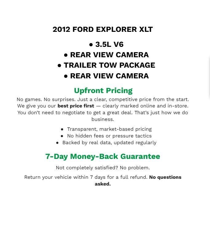 Red (MAROON) 2012 Ford Explorer XLT SUV / Crossover Front-Wheel Drive Automatic