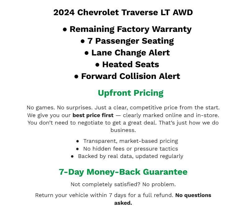 MOSAIC BLACK METALLIC 2024 Chevrolet Traverse Limited LT Cloth AWD SUV / Crossover Four-Wheel Drive Automatic