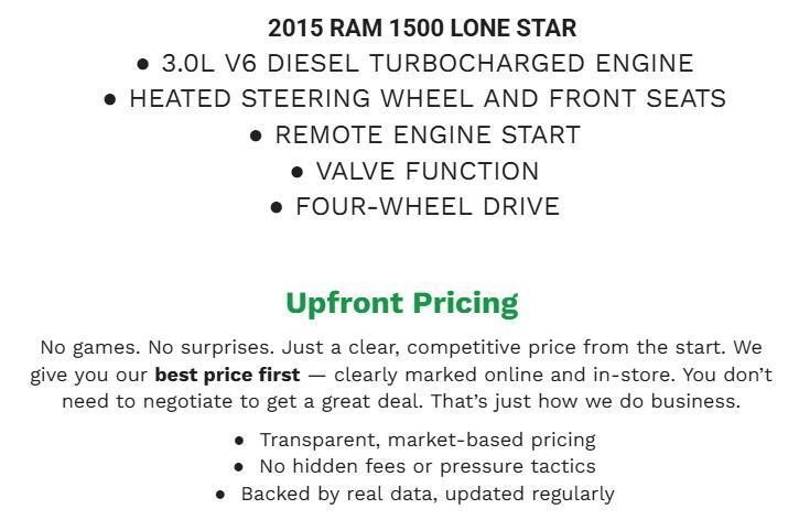 BLACK CLEARCOAT 2015 RAM 1500 Pickup Truck Four-Wheel Drive Automatic