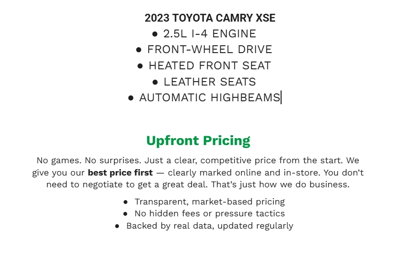 2023 Toyota Camry XSE FWD