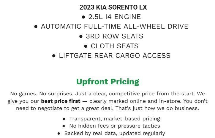 EVERLASTING SILVER 2023 Kia Sorento SUV / Crossover All-Wheel Drive Automatic