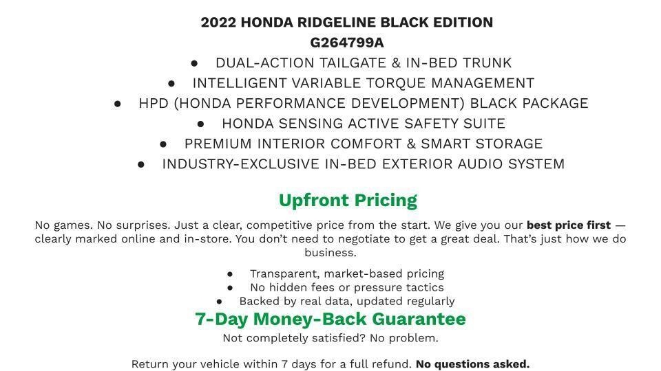 PLATINUM WHITE PEARL 2022 Honda Ridgeline Pickup Truck All-Wheel Drive Automatic